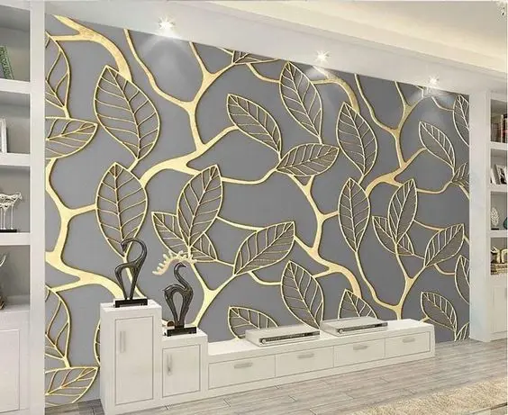 Golden leaf Luxury Hotel Laser Cut partition Screens Room Divider metal screen
