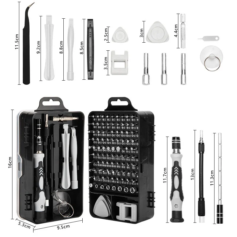 115 in 1 Precision Screwdriver Set Repair Tool Kit with Screwdriver Bits Screwdriver Heads for Clock Mobile Phone Repair Tool