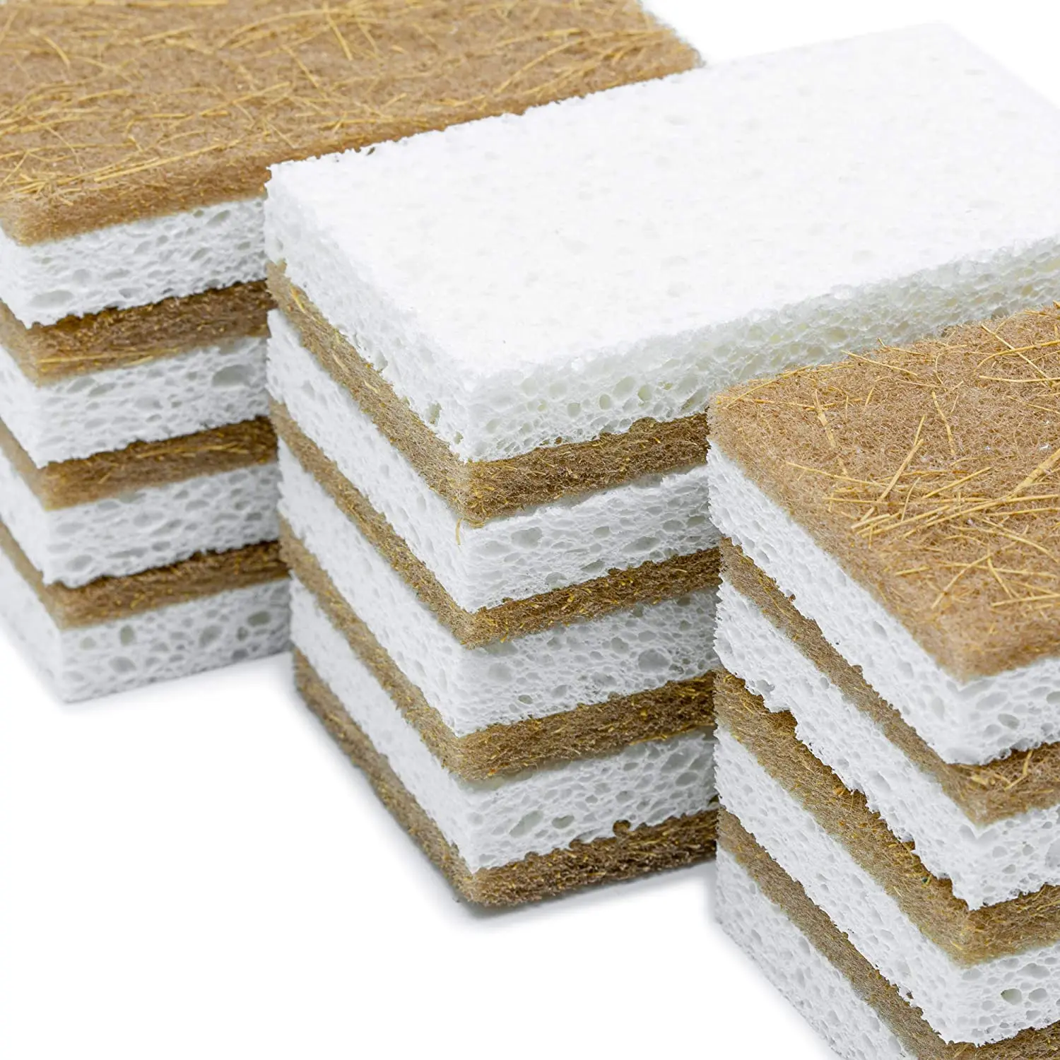 Natural Sponge - 12 Pack - Eco Friendly Scrub Sponges for Kitchen - Non Scratch Odor Free Biodegradable Plant Sponge