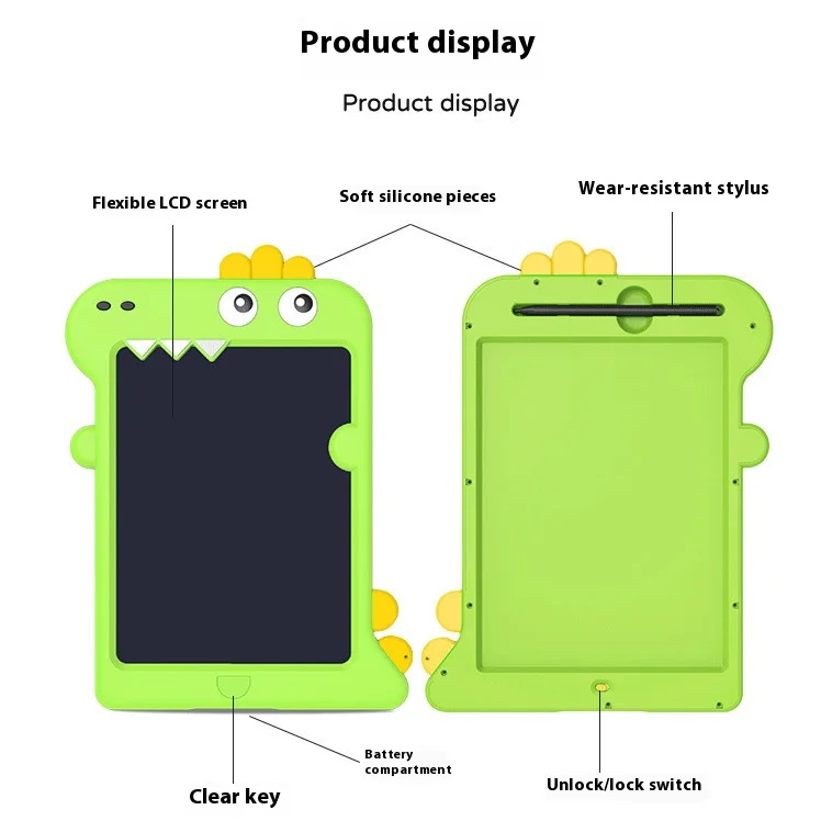 ABLE Notepad 10 Inch Multi Color Rechargeable LCD Handwriting Tablet Dinosaur Color  Custom Stationery Lcd Writing Pad 12 Inch