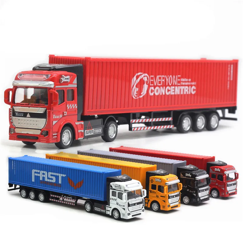 2021 Amazon best selling die cast metal truck and alloy metal pull back car toy 1/50 large container truck toy