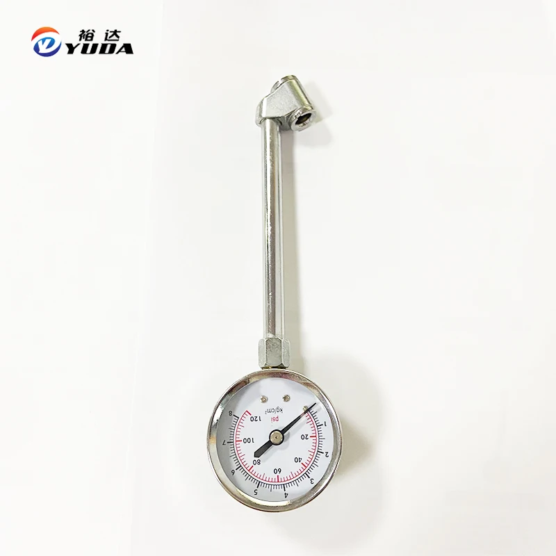 chinese factory Metal Dial truck tire pressure gauge10-120psi and0-8kg/cm2 for truck