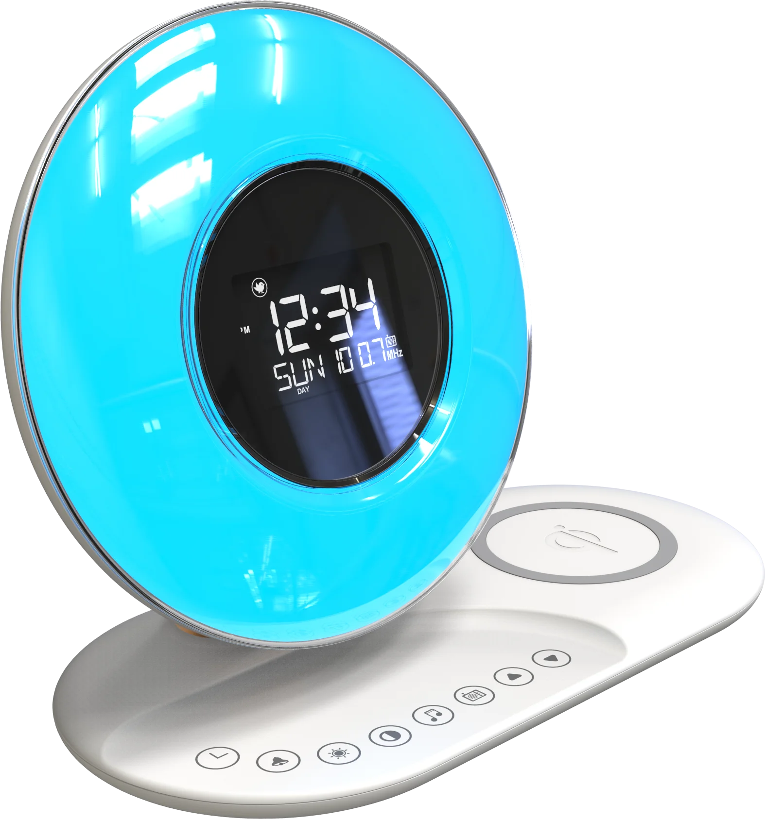 Будильник с подсветкой, заводская цена, 2021, новое электронное радио, цифровой светодиодный дисплей, современный ABS круговой светильник, настольное радио