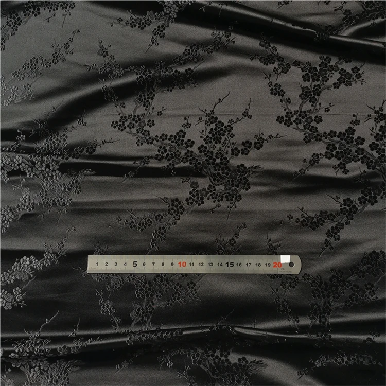 
Black Silk Brocade Fabric 51mm Silk Viscose Jacquard Silk Fabric 