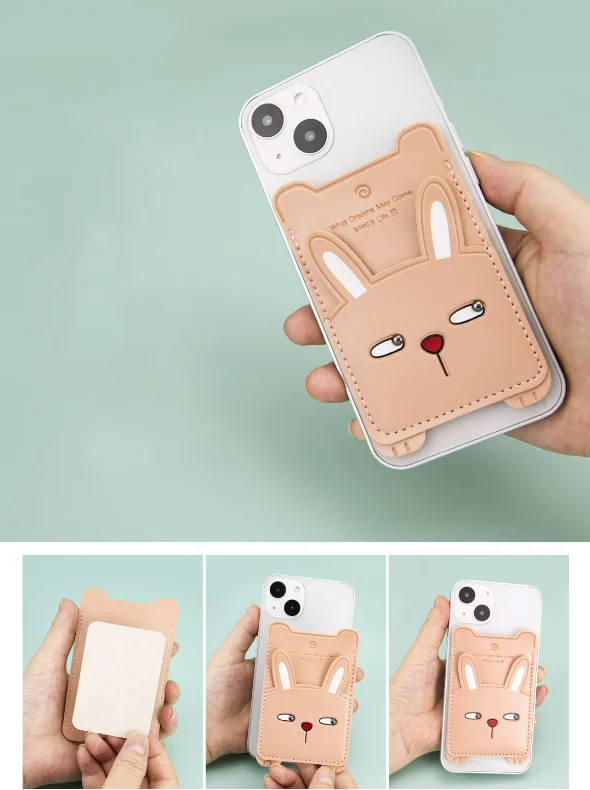 PU Leather Phone Back Sticker Card Set Fashion Portable Wallet Credit Card Holder