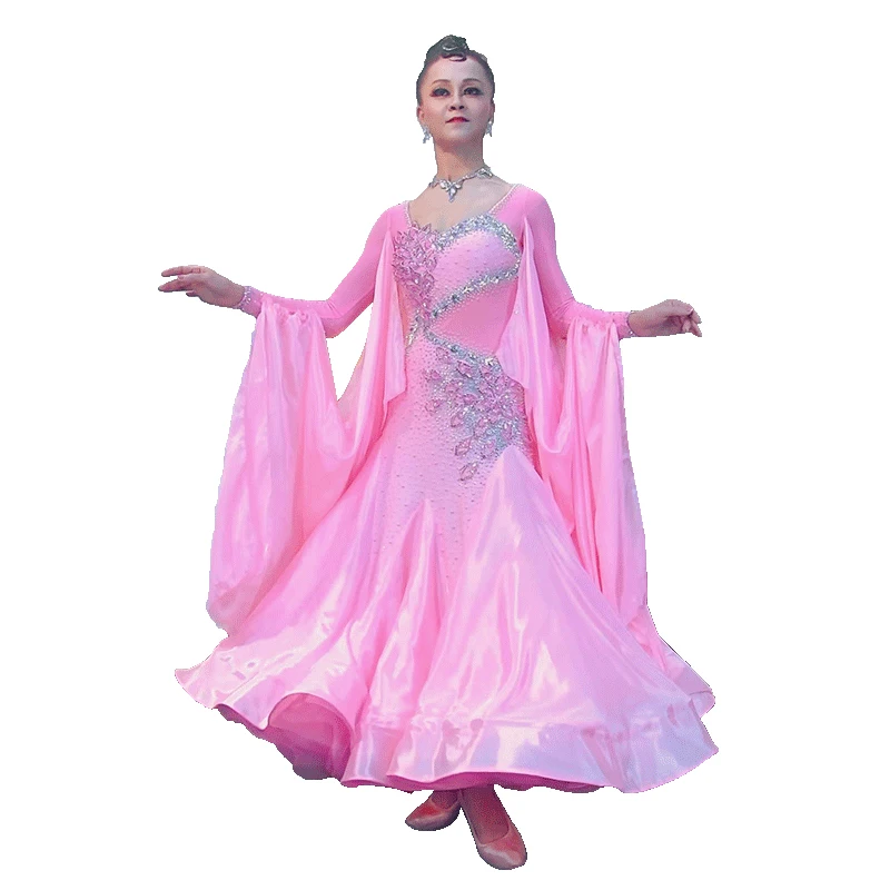 B-24105 Custom new competition  ballroom dance dress high quality Chrisanne fabric ballroom dance dresses for sale