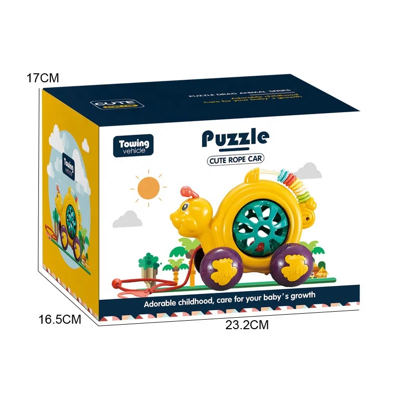 Educational Toddler Push Along Toy Sliding Learning Walking Toys Cartoon Animal Push Pull String Toy