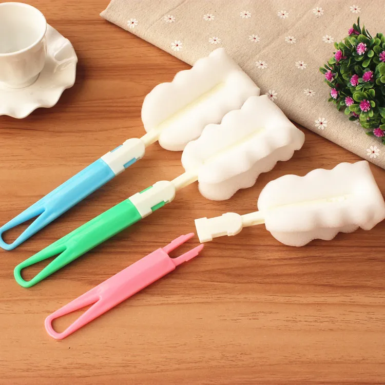 Household Kitchen Brush Detachable Cup Bottle Brush Long Handle Sponge Wash Cup Milk Bottle baby water bottle Cup Cleaning Tools