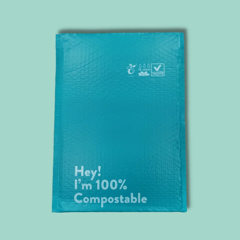 Custom Logo Compostable Green Teal Poly Bubble Mailers Padded Envelopes For Lipsticks