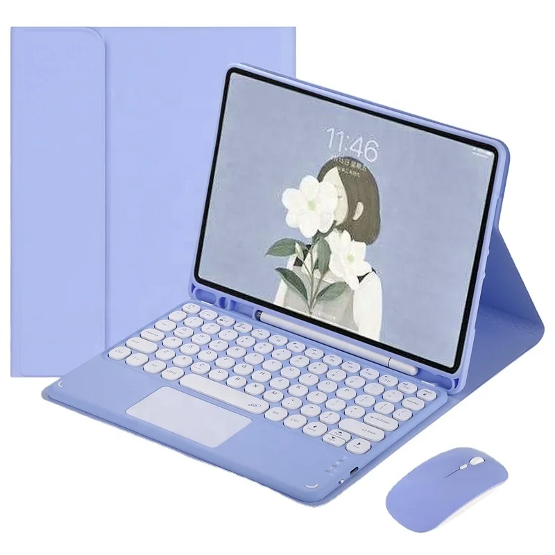 Keyboard case with mouse and pen slot  touch Bluetooth keyboard  magnetic detachable wireless keyboard cover
