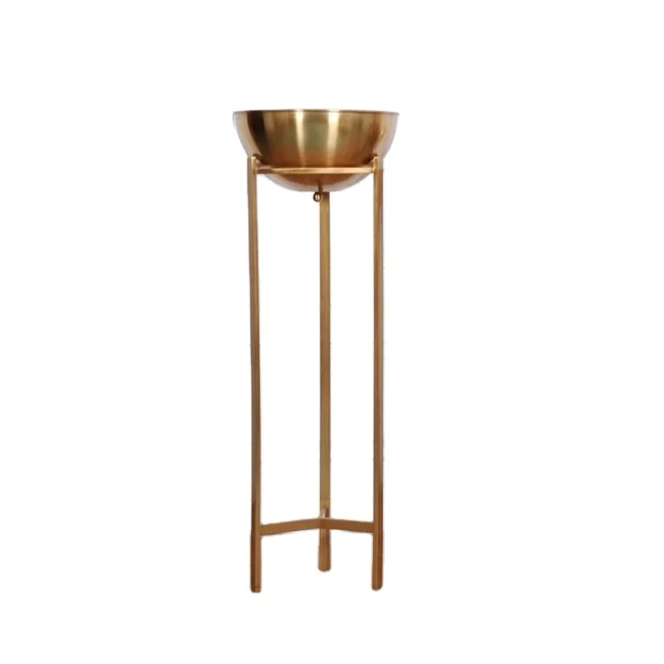 Indoor decoration stainless steel mirror flower pot with stand