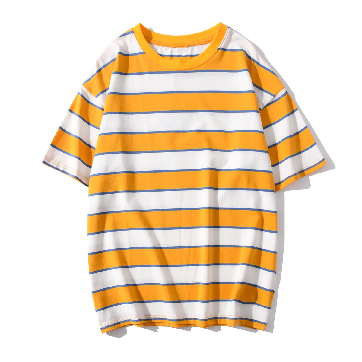 Custom Thick Collar Striped T Shirt Vertical  65 Polyester 35 Cotton stripe shirt for men