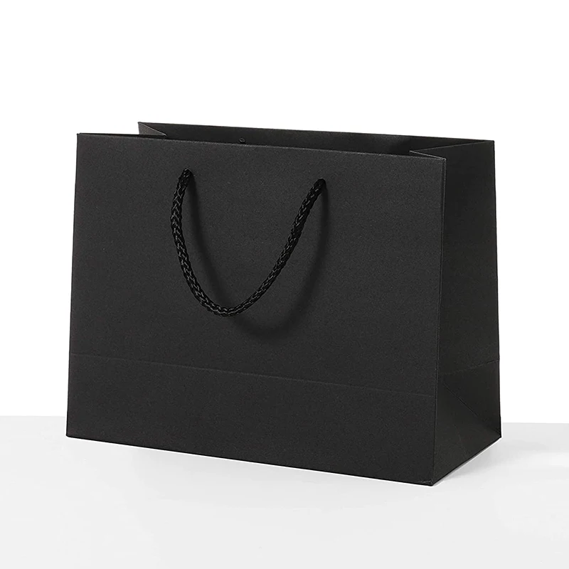 Wholesale custom printed  luxury shopping gift handle black paper bag with paper bags with your own logo