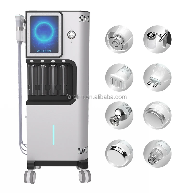 Farslim 8 IN 1 Alice Super Bubble Max Facial dermabrasion H2O2 Diamond Skin cleaning CO2 Oxygen Jet Peel CO2 Skin care Machine