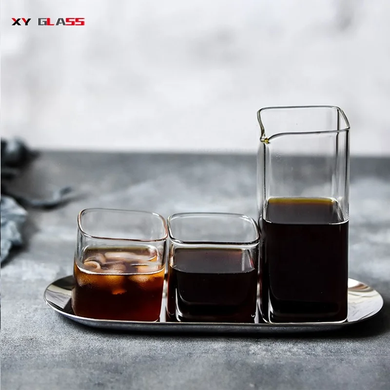 christmas gift customize size cube design borosilicate glass juice coffee cup