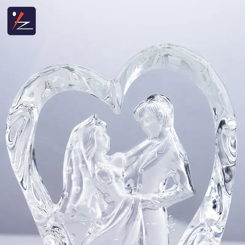 Custom 3D Laser Engraved Glass Craft Crystal Iceberg Award Feng Shui Home Decoration Polished Angel Theme Perfect Wedding Gift