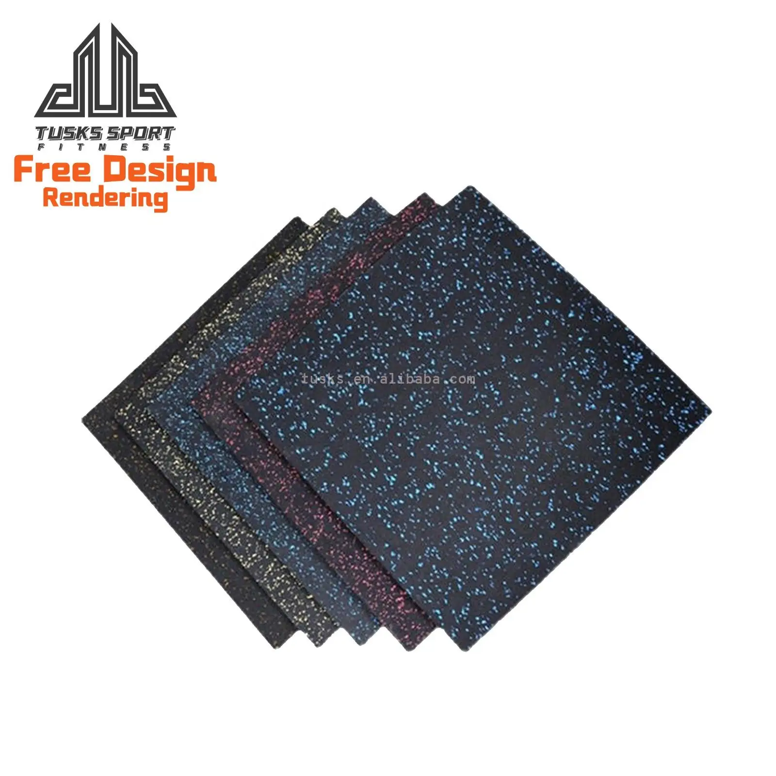 Heavy-Duty 1m x 1m Black Rubber Gym Floor Mats Gym Rubber Flooring Tiles for Fitness and Gymnastics EPDM  Elastic Weight Lifting
