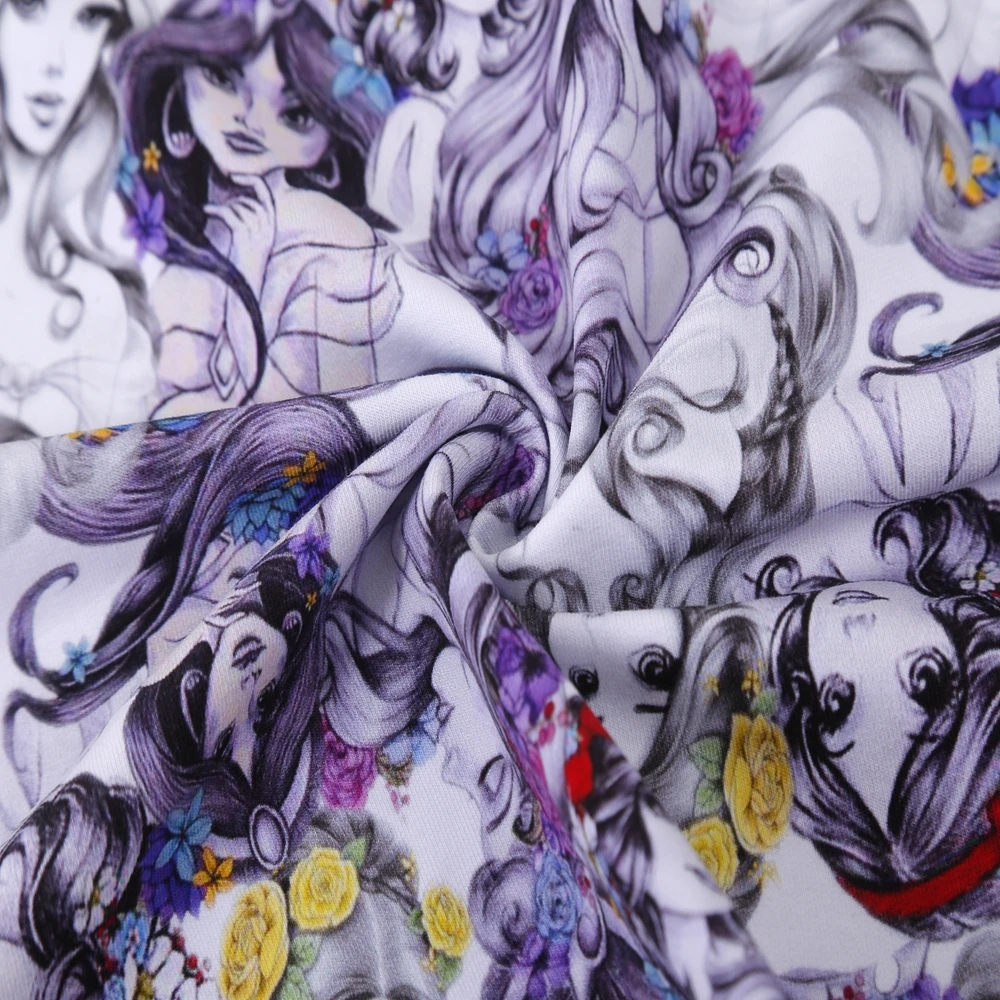 Без Moq 95% хлопок 5% спандекс пользовательский аниме дизайн цифровой печати Мягкий французский махровая