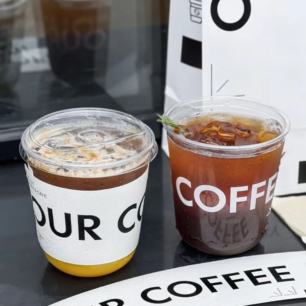 Takeaway transparent disposable plastic cup packaging 16oz ice drink cups logo printed pet glasses