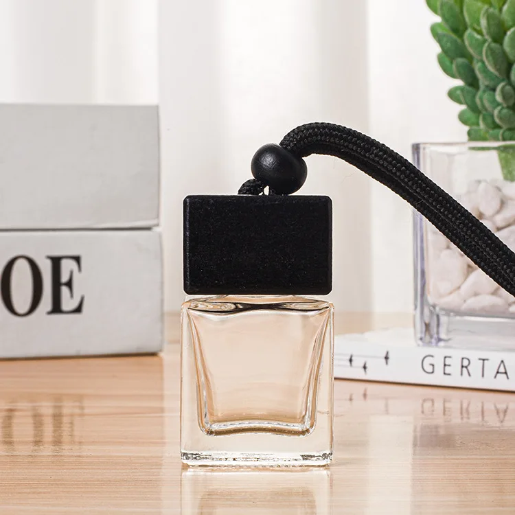 Wholesale Empty Glass Car Perfume Hanging Bottle 10ml Air Freshener Diffuser For Car Essential Oils With Wood Lid