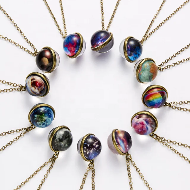 Luminous Glow In Dark Moon Pendant Space Star Galaxy Universe Necklaces