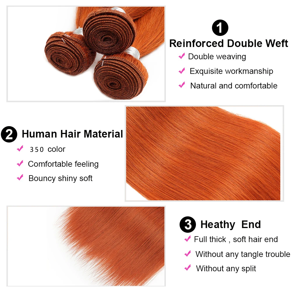 Ombre Ginger 99J #33 Color Human Hair Bundles Wholesale Brazilian Virgin Cuticle Aligned Hair Bundles Colored Human Hair Weave