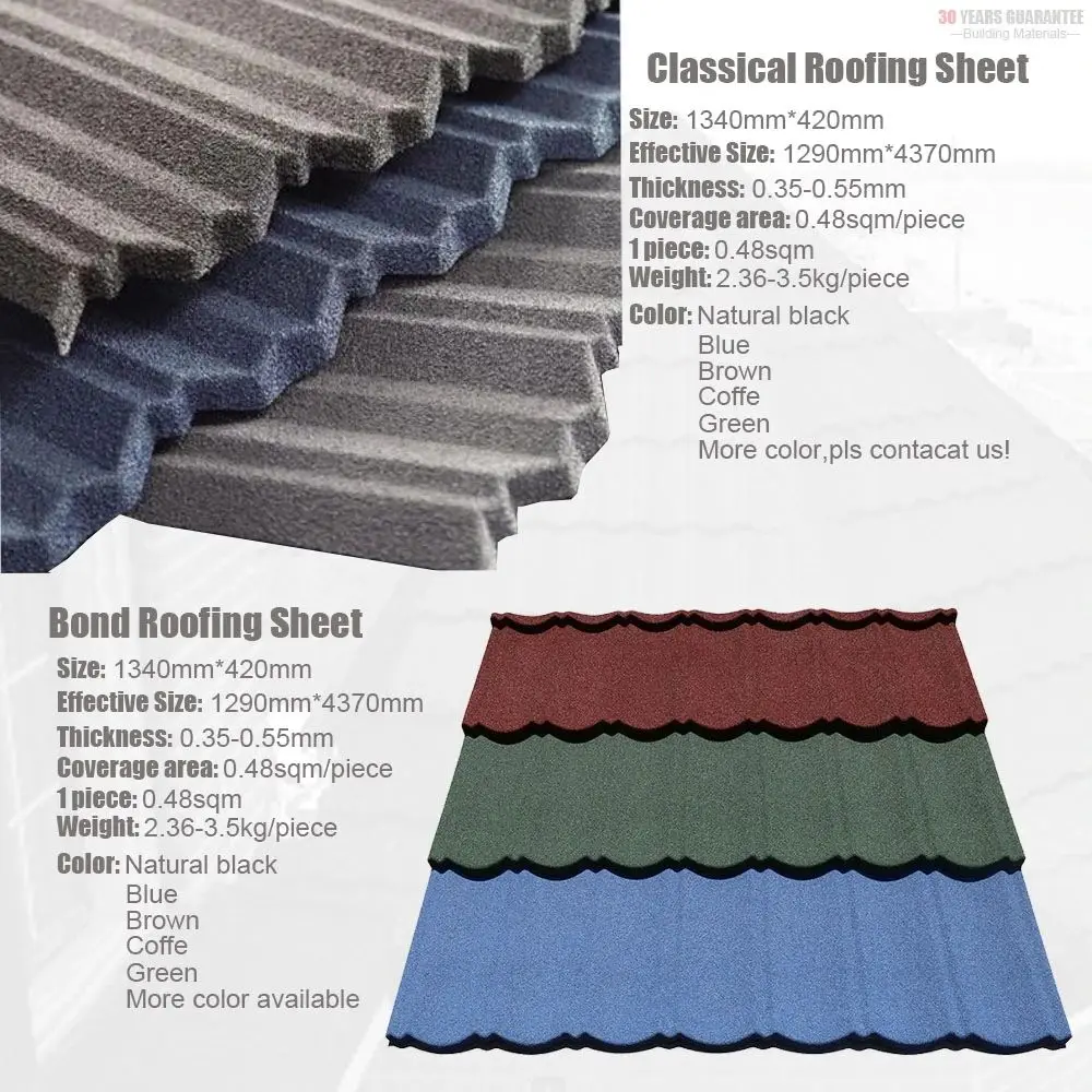 America DDP Roof tiles 0.4mm light weight roofing sheet zinc steel galvalume stone coated roofing tile metal