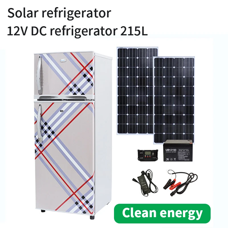 Solar Fridge For Shops Solar Powered Refrigerator Fridge Freezer Double Door 12/24V DC Battery Solar Deep Refrigerator
