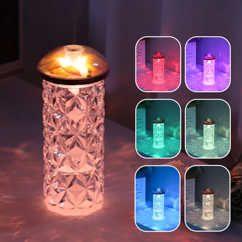 2024 Newest 580Ml Usb Air Humidifier With Colorful Light Lamp Portable Home Led Crystal Diamond Humidifiers for Home Room