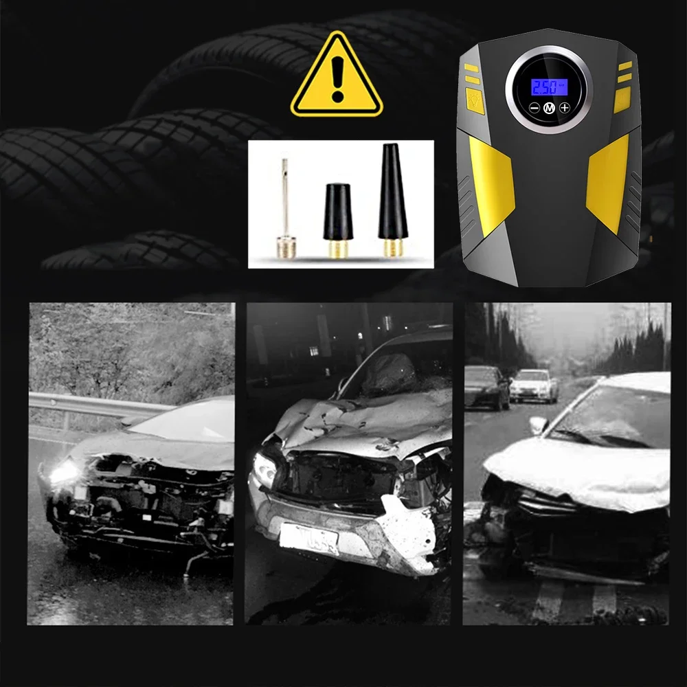 Corded Portable Car Air Pump 12V 150PSI Electric Tire Inflator Pump Motorcycle Bike Ball LED Light Car Air Compressor