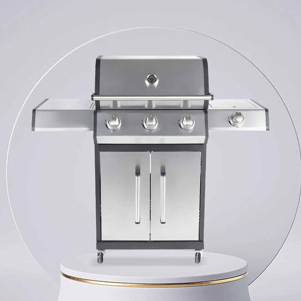 3 Burners BBQ Gas Grill Outdoor Kitchen Stainless Steel Propane Gas BBQ Smokeless Grill For Camping