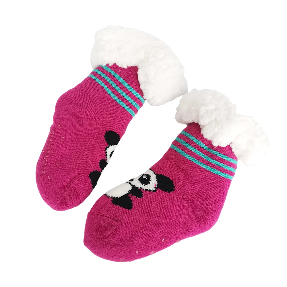 Girls Boys Slipper Socks Fuzzy Thick Warm Heavy Fleece lined Winter Socks Cute animal walking socks For Child Kids
