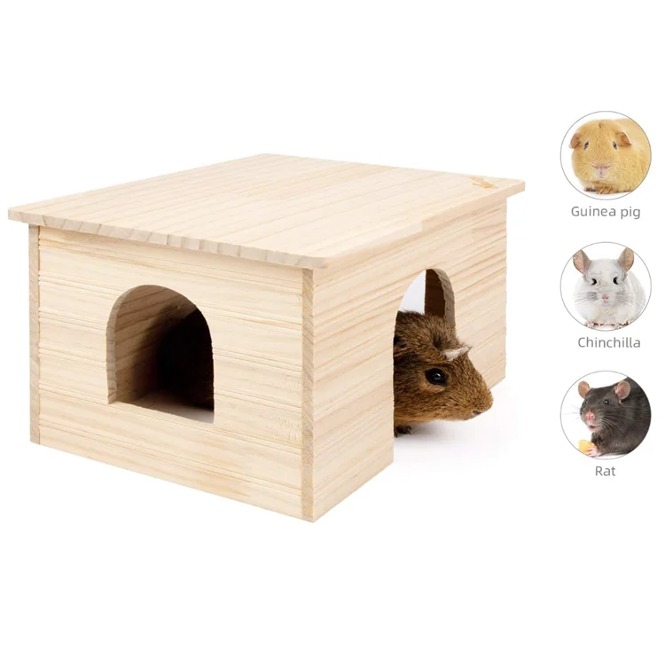 Multi-Chamber Hamster House Chinchilla and Guinea Wood House Pigs Hut Hideout