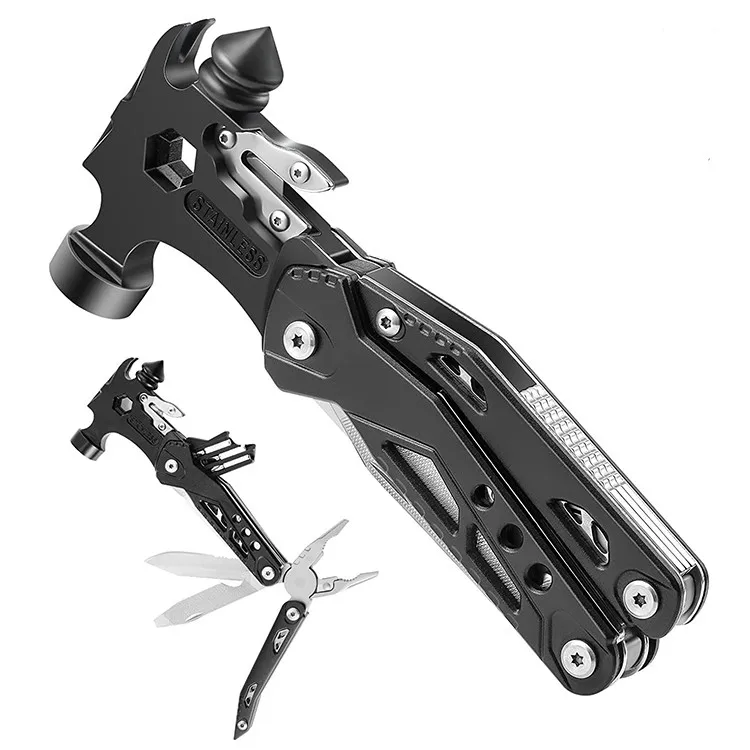 Automatic Safety Hammer Tool Outdoor Survival Knife Portable Multifunctional Tool Claw Hammer Universal Pliers Stainless Steel