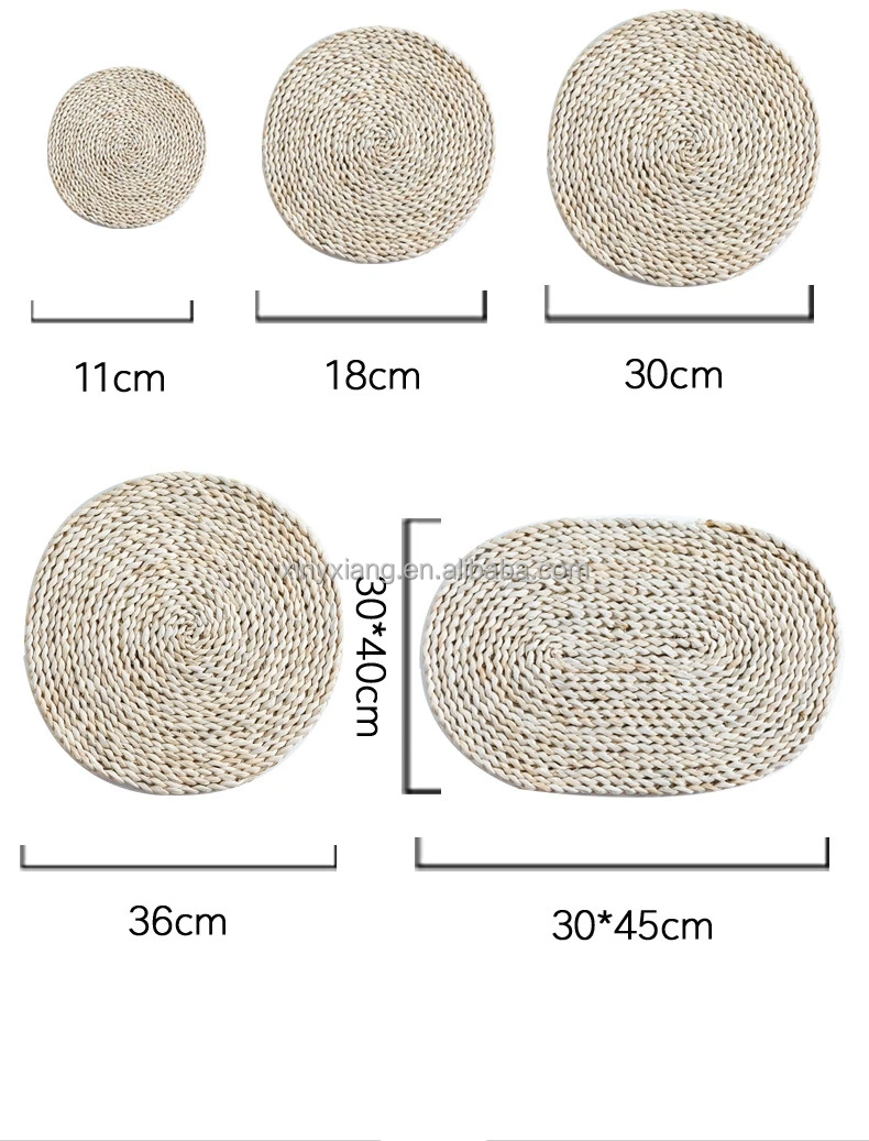 Factory Wholesale Weave Placemat Corn Husk Round Coaster Hot Insulation Pad, Hand-Woven Mat Corn Husk Fiber Straw Woven Mats