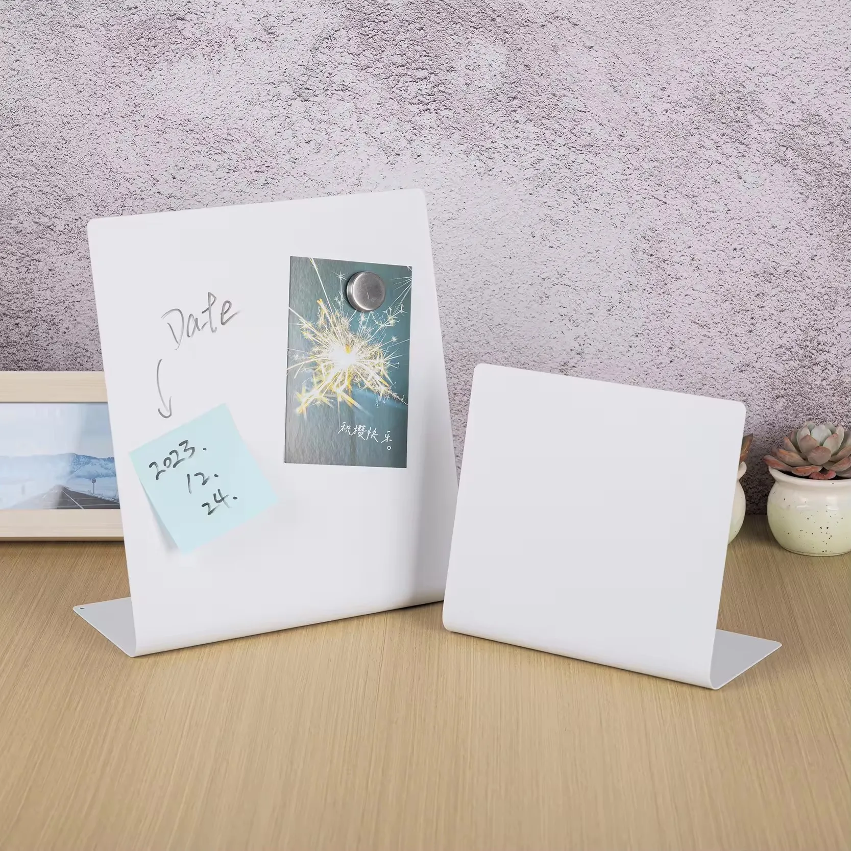 Magnetic Bulletin Board with Stand Mini Magnetic Memo Board Magnet Board Easel for Displaying Photos Notes Cards Poem Spices