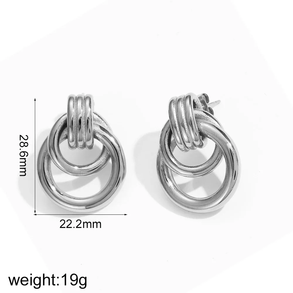 Ins 18K Gold PVD Plated Stainless Steel Texture Round Stud  Earring For Women Waterproof  Hypoallergenic Jewelry Gift