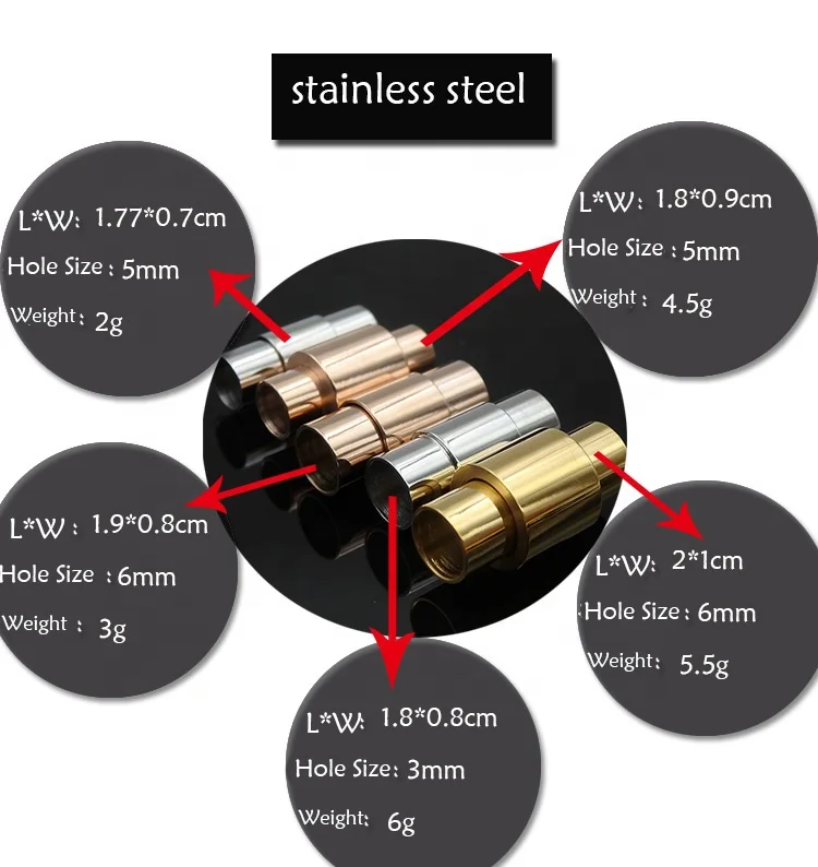 VEROMCA Stainless Steel Clasp Wheel Round Jewelry Clasp Leather Rope Connecting Clasp