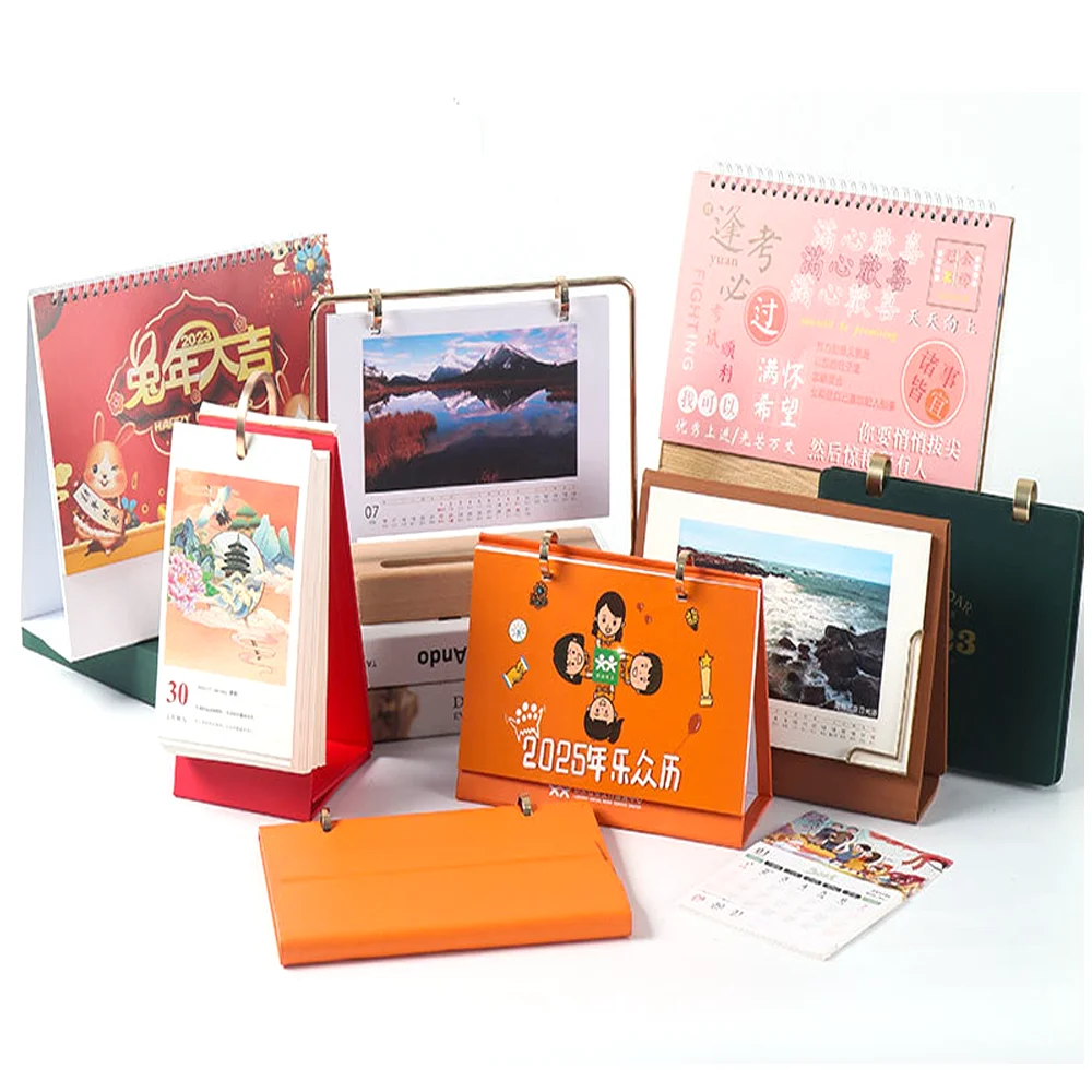 Promotion Custom Photo Frame Calendar Office Gift Cheap Saddle Stitch Spiral Binding Daily Monthly Printing Wall Calendar 2025