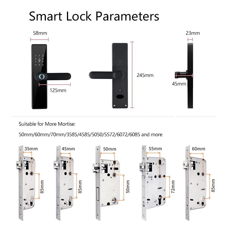 High Security Anti Theft BLE Fngerprint Digital Keyless Lock Waterproof Tuya WiFi App Smart Door Lock Biometric Lock