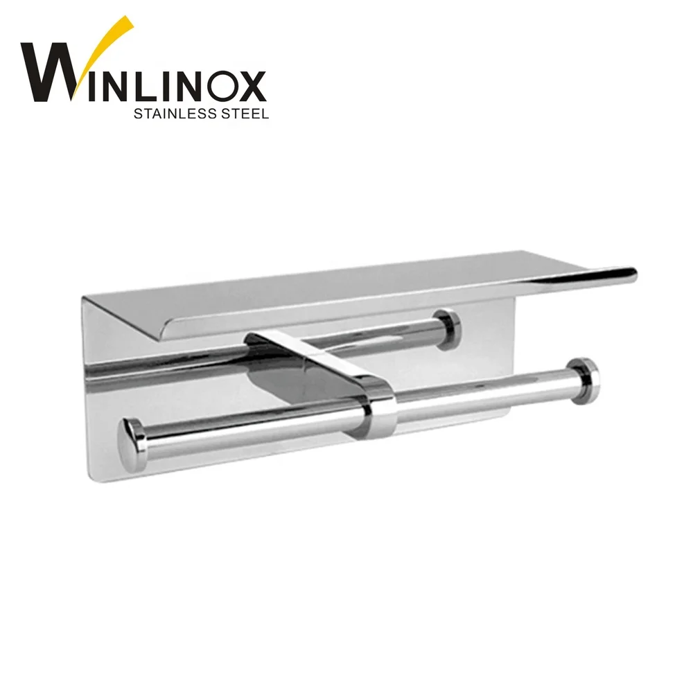 Recessed double tissue holder stainless steel toilet paper roll holder