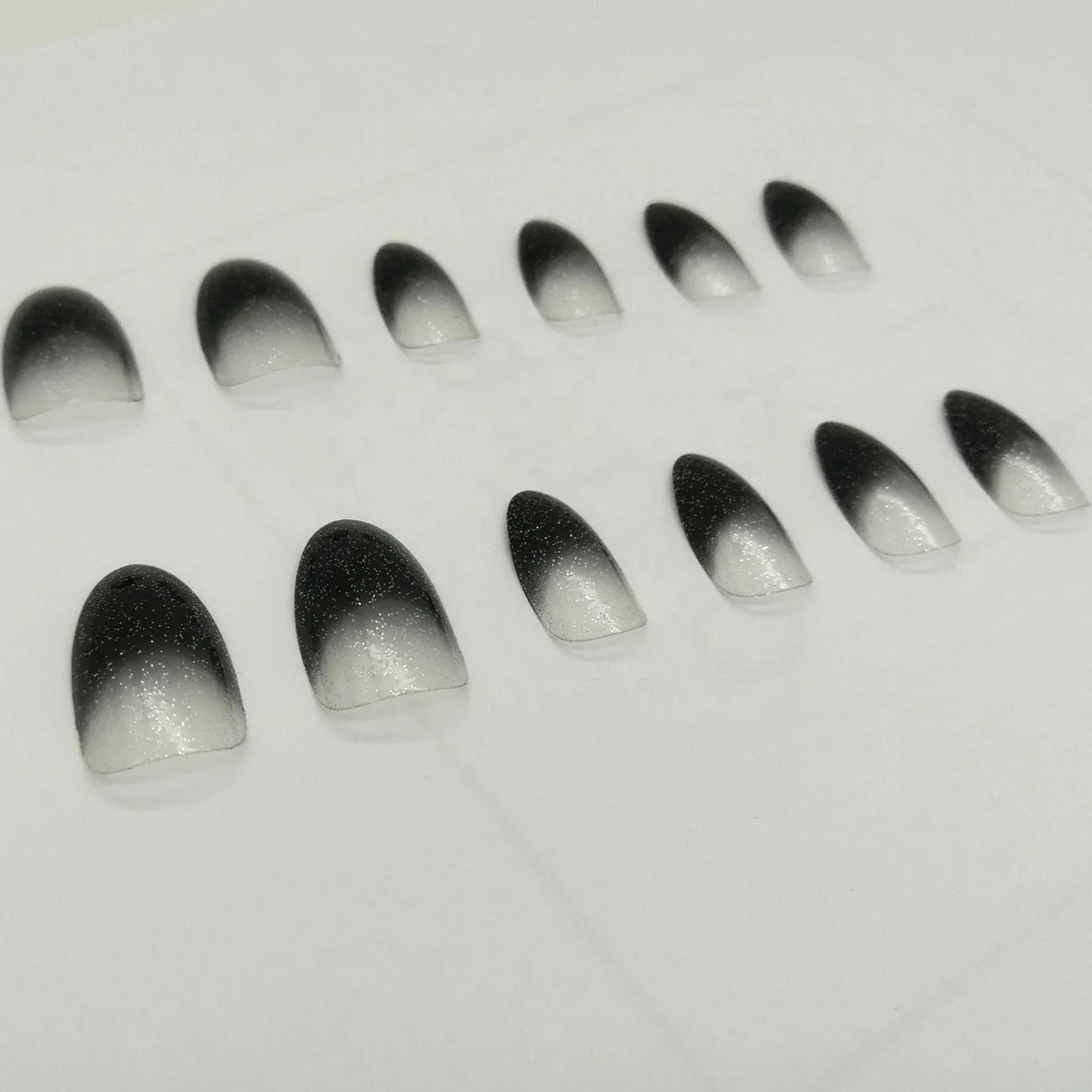 Artificial black half tips full cover 24pcs 12 size press on finger with glue