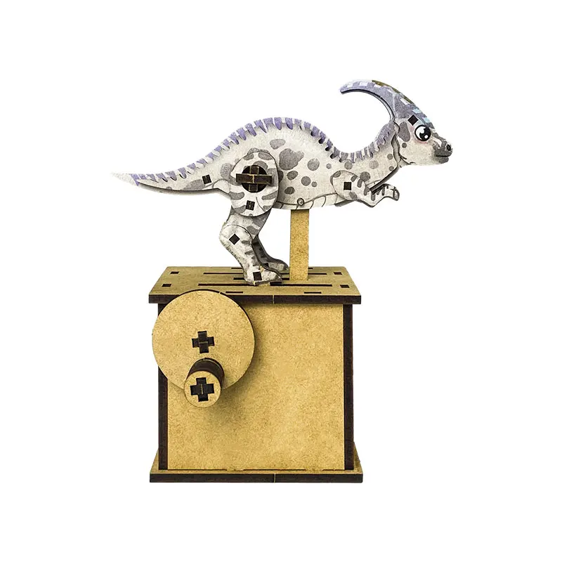 3D Wooden Puzzles Mechanical Wooden Toys Dynamic Dinosaur Model DIY Handmade Game Set Kids Gift