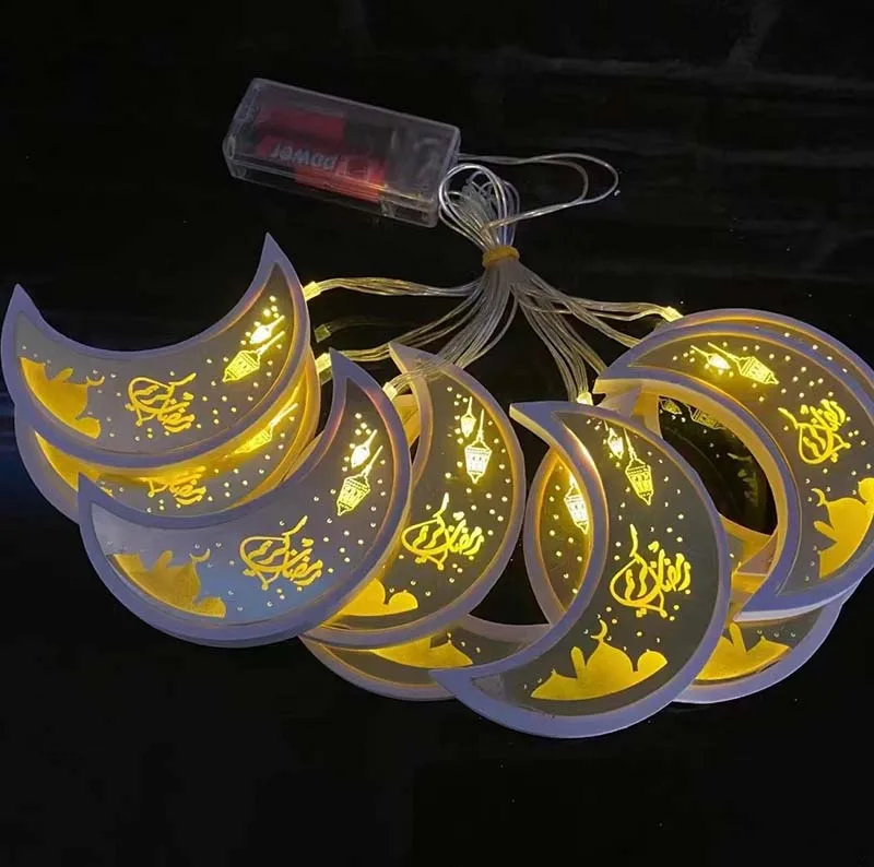 Ourwarm Ramadan Decorations LED String Lights for Eid Ramadan Muslim Pendant for Islamic Party Wall Decorations