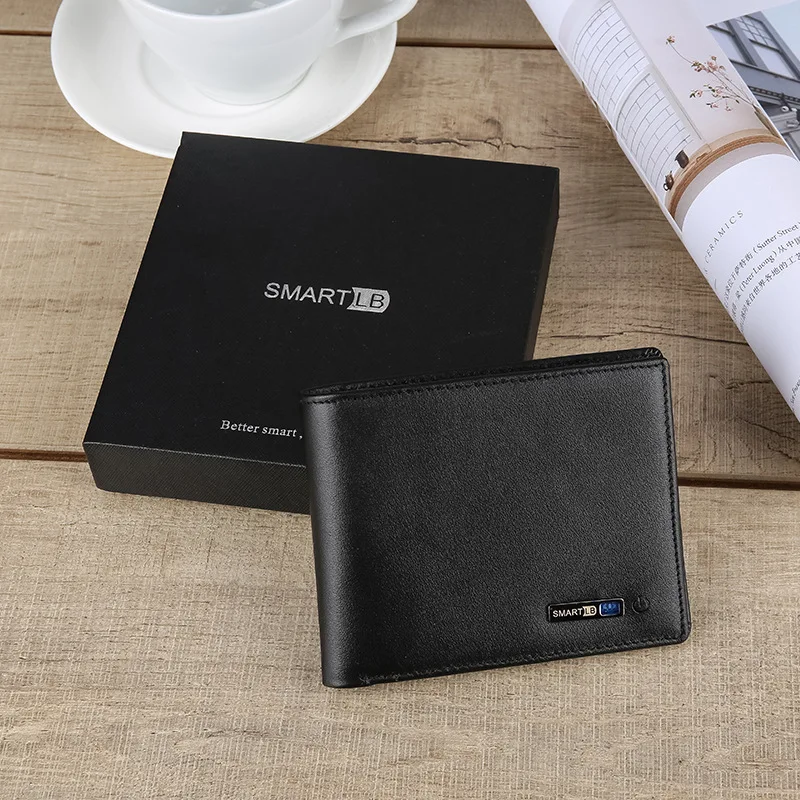 Smart anti-lost real cowhide leather wallet for men blueteeth coin purse wallet GPS anti theft two way searching smart money bag