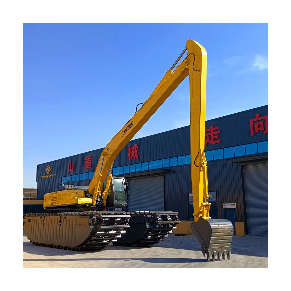 Marine amphibious dredging ship with dual purpose excavator on water, brand new tracked waterway excavator