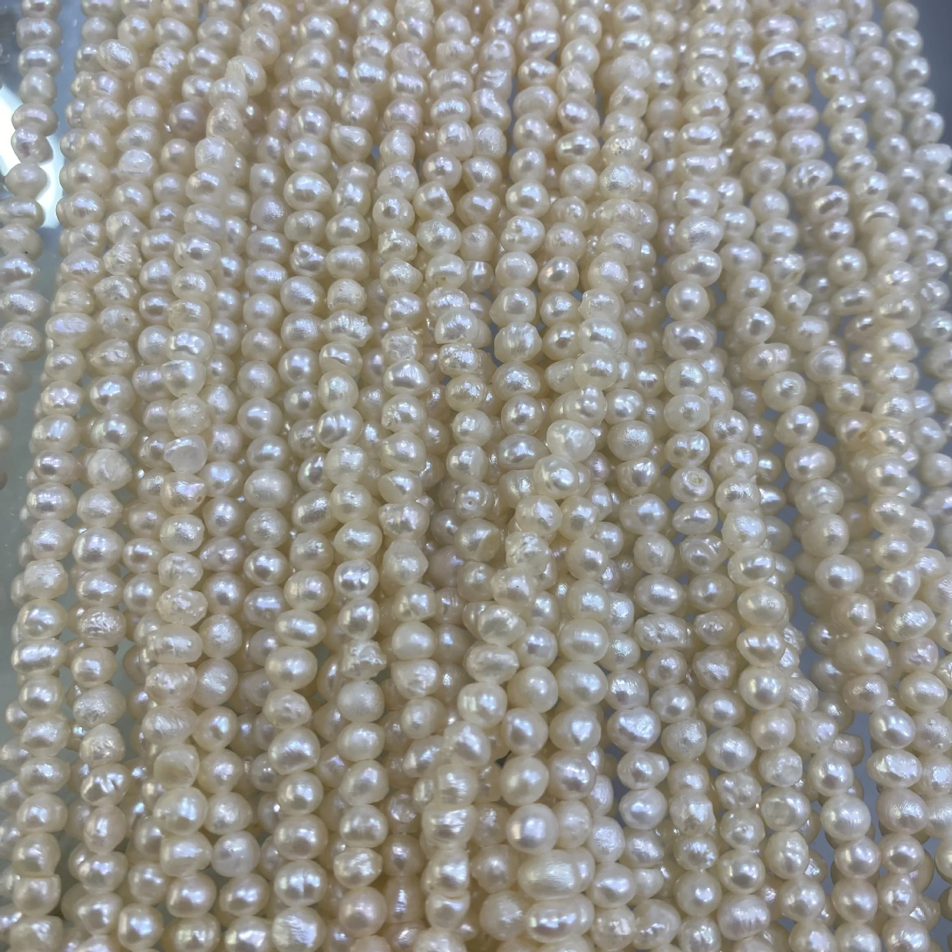 3-4mm Natural Freshwater Pearl Strong Light Onion Oval near round Less Flaw DIY Necklace Bracelet Accessories