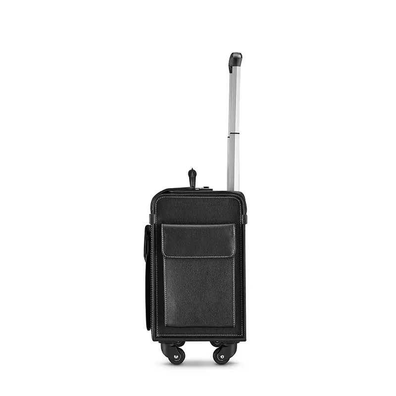 Wholesale Pilot Luggage High Quality Travel Suitcase OEM  Business Man Pu Leather Flight Bag 4 Wheels Suitcase Luggage Carry On