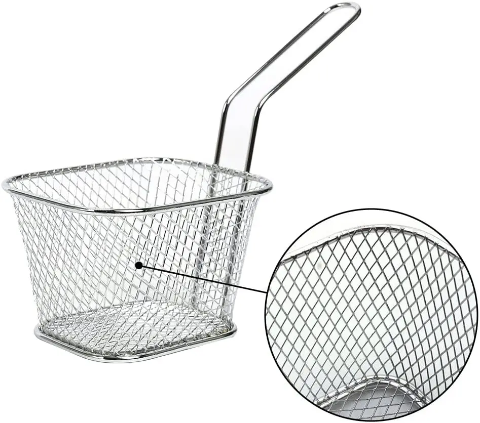 Amazon Hot selling Mini Chip Fries Basket French Fries Holder Food strainer Presentation Mesh Basket for Chips, Fries, Shrimps,