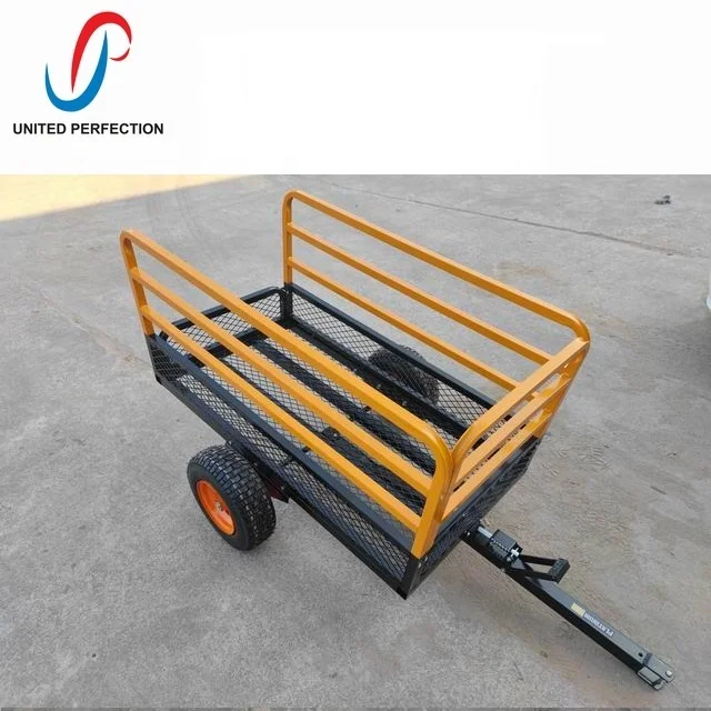 best price heavy duty low MOQ ATV Towed Trailer Mesh Dump Cart small farm tractor trailer with heavy loading